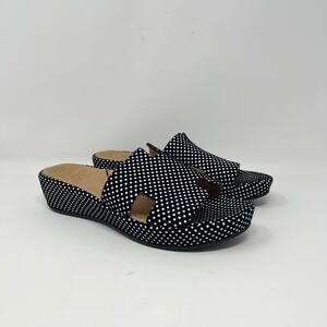 L’Amour Des Pieds Catiana‎ Slide Sandal Womens 8M Black White Polka Dot Suede